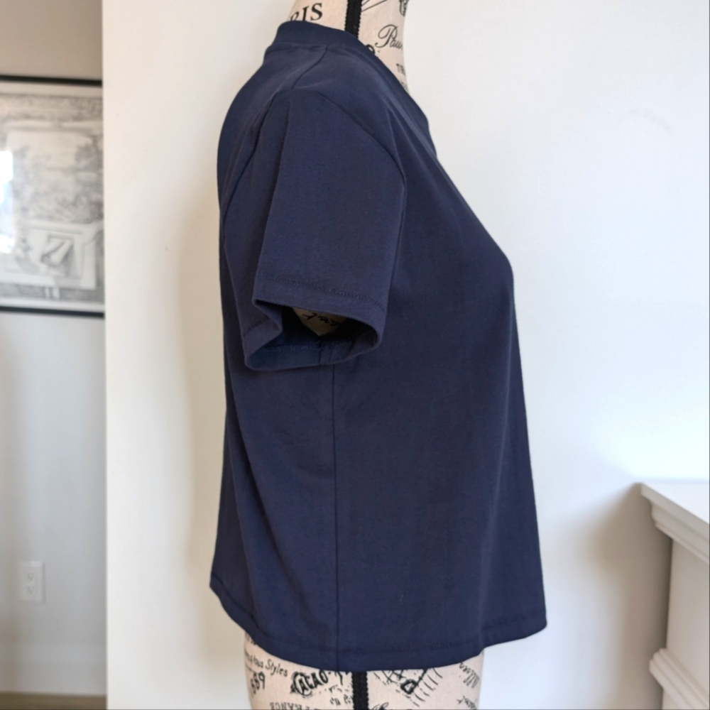 WILDFOX | Women's Dark Navy "LOVE" Oversized Jamie Short Sleeved Shirt - Picture 3 of 5